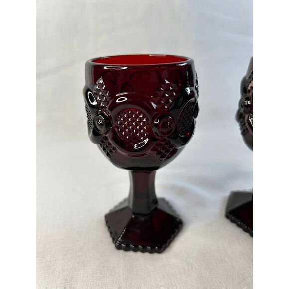 Avon 1876 Cape Cod Ruby Red Small Wine/Cordial Glass Set of Four, 4.5 Inches - Picture 3 of 6